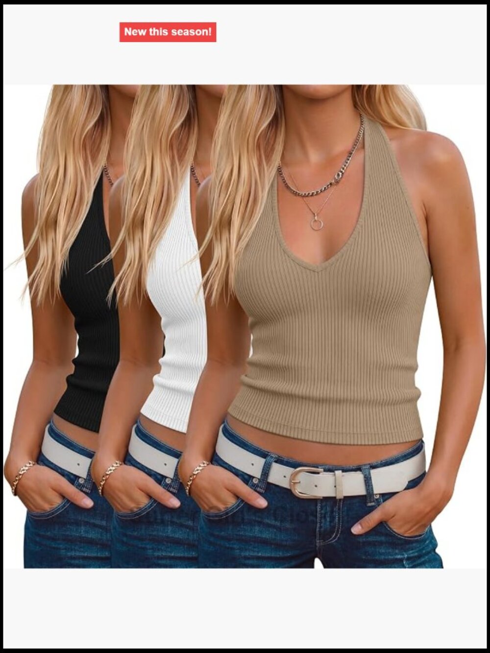 3 Pack Women's Halter Tank Tops Cotton Spandex Y2K Crop Tops Summer